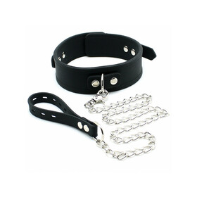 Halsband 5 cm breit mit Hundenkette, verstellbar mit Schalle.