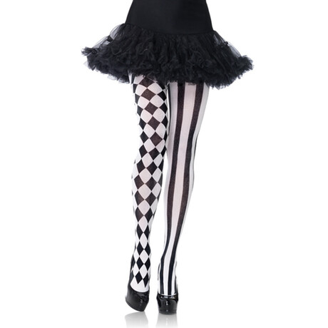 Strumpfhose mit Harlekin-Druck - Schwarz/Wei