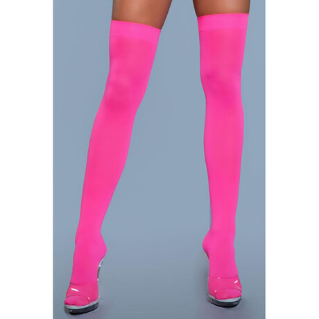 Halterlose Nylonstrmpfe - Neon Pink