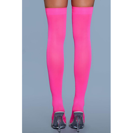 Halterlose Nylonstrmpfe - Neon Pink