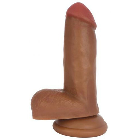 Realistischer Dildo mit Saugnapf und Hodensack - Braun