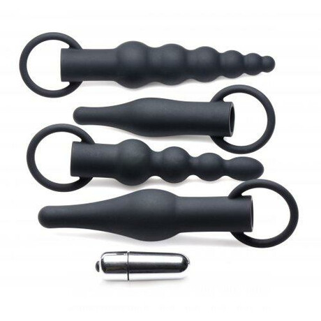 4-teiliges Analplug-Set mit Kugelvibrator