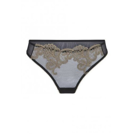 Sinnlicher Tanga mit Spitze - Schwarz/Gold