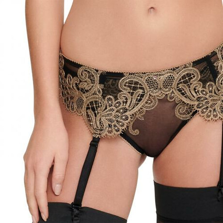 Strumpfhalterg�rtel aus Spitze - Schwarz /Gold