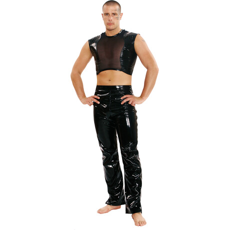 Herren Lack Netzshirt Top