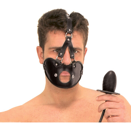 Leder Maske mit Dildo