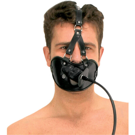 Leder Maske mit Dildo