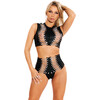 Leder Top vorne mit Ketten