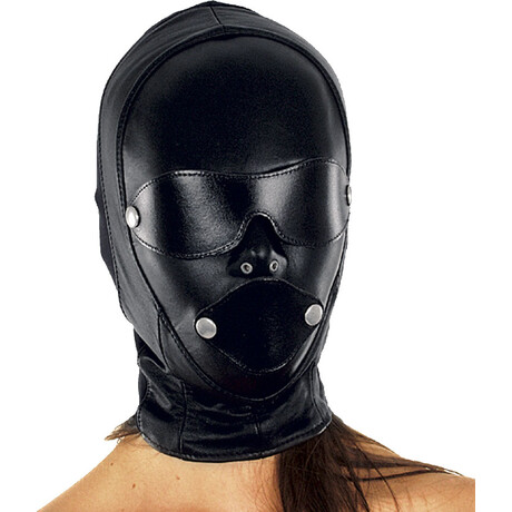 Leder Maske Haube mit Dildo