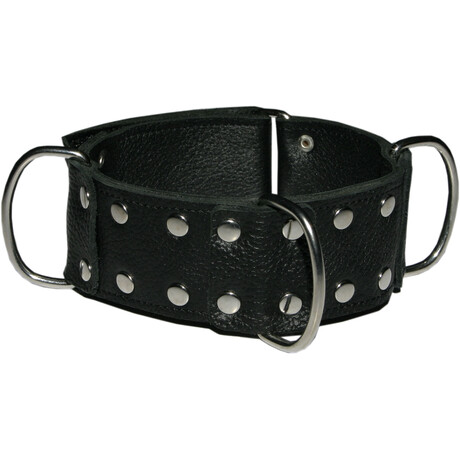 Leder Halsband mit 3 D-Ringen