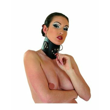 Leder Halsband breit mit D-Ringen