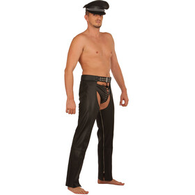 Leder Chaps Hose Schwarz S