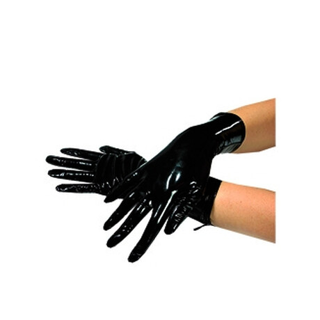 Lack Handschuhe kurz mit RV Schwarz M