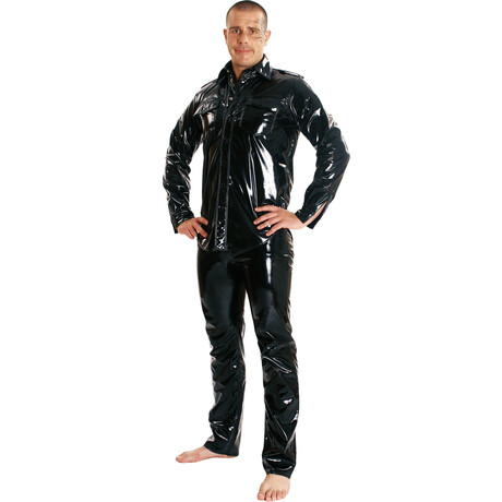 Lack Hose lang im Jeans Stil Schwarz S