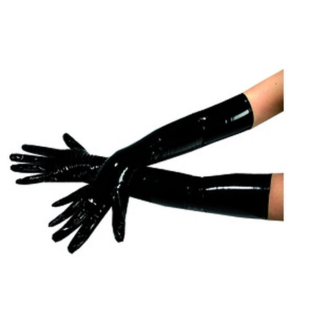 Lack Handschuhe lang Schwarz L