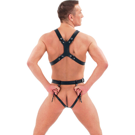 Leder Brust Harness Schwarz M
