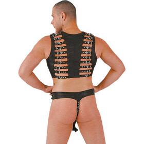 Leder Slip mit abnehmbarem Penissack Schwarz XL